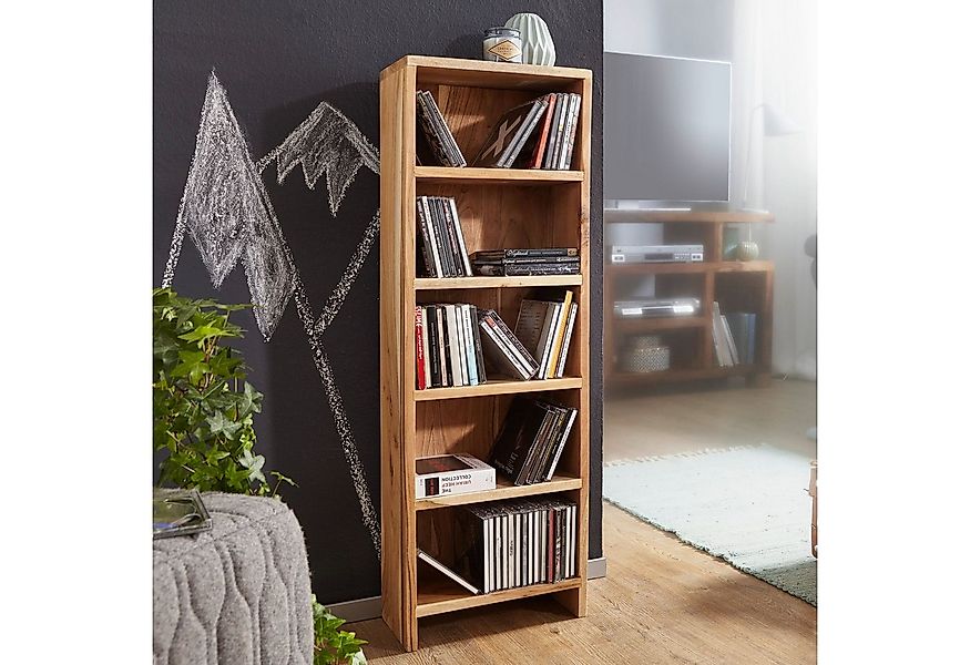 FINEBUY CD-Regal Massivholz Standregal 90 cm CD-Aufbewahrung Landhaus 5 Fäc günstig online kaufen