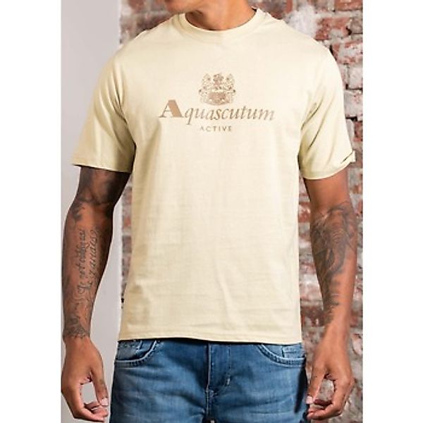 Aquascutum  T-Shirts & Poloshirts Big logo t-shirt - beige günstig online kaufen