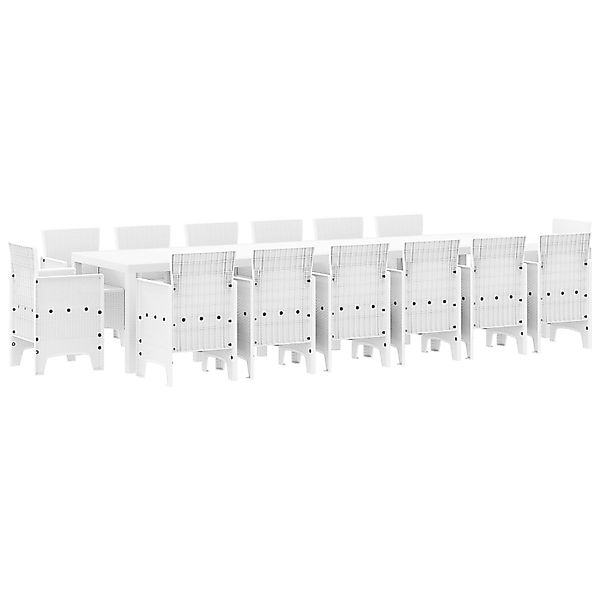 vidaXL 15 Teile Garten Essgruppe Weiß Poly-Rattan 3378642 günstig online kaufen