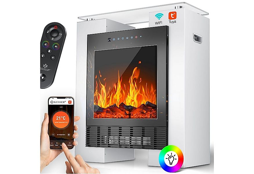 KESSER Elektrokamin LED Kamin mit Heizung & Thermostat Flammeneffekt per Ap günstig online kaufen