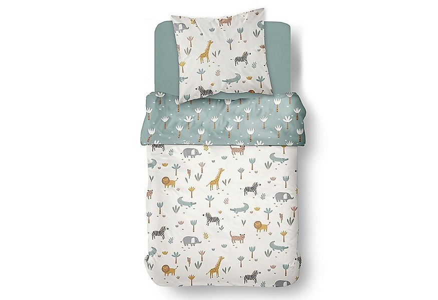 Familando Kinderbettwäsche Afrika Safari mit verschiedenen Tieren in Blau-W günstig online kaufen