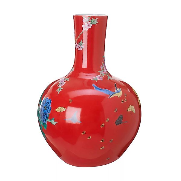 pols potten - Ball Body Vase - rot/H 57cm x Ø 41cm/handbemalte Details günstig online kaufen