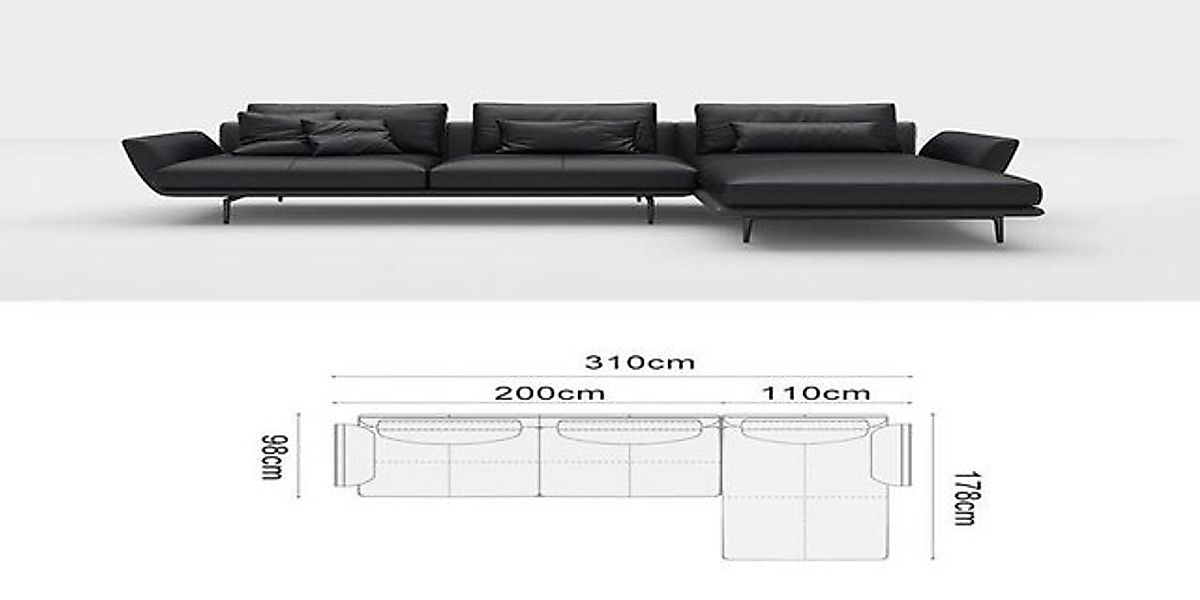 Xlmoebel Sofa Ecksofa aus Leder in modernem Design mit L-Form - Wohnlandsch günstig online kaufen