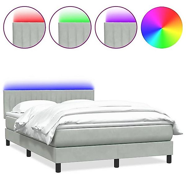 vidaXL Boxspringbett, Boxspringbett mit Matratze Hellgrau 140x210 cm Samt günstig online kaufen