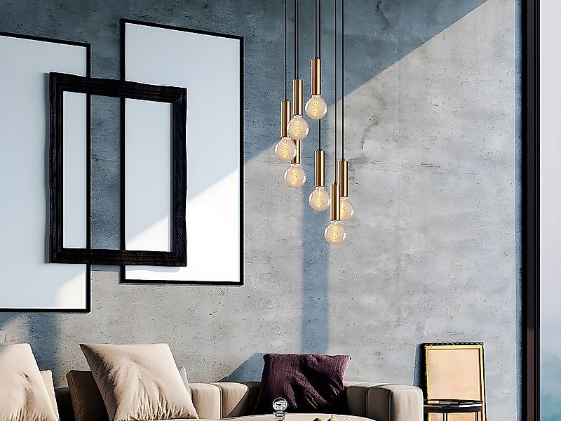 Deckenleuchte verstellbar - Metall - H. 40-136 cm - Goldfarben - JOSETTE günstig online kaufen