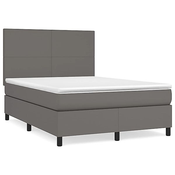 vidaXL Boxspringbett mit Matratze Grau 140x200 cm Kunstleder 3142729 günstig online kaufen