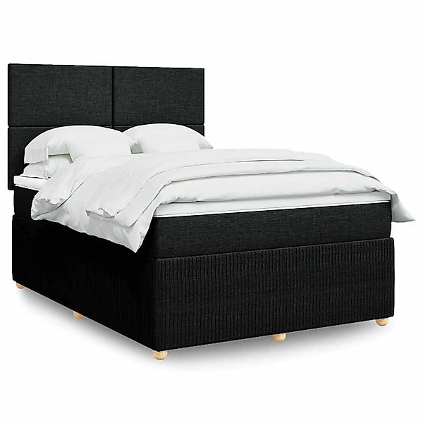 vidaXL Boxspringbett mit Matratze Schwarz 140x190 cm Stoff 3294346 günstig online kaufen