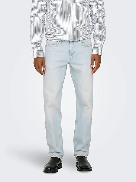 Only & Sons Herren Jeans ONSEDGE STRAIGHT Mid Waist - Regular Fit - Grau Bl günstig online kaufen