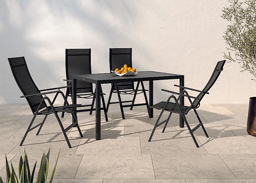 KONIFERA Garten-Essgruppe ""Messina"", (Set, 5 tlg., 4x Sessel, Tisch 90x16 günstig online kaufen