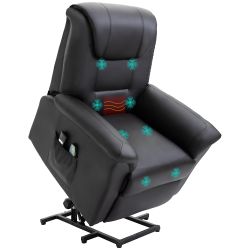 HOMCOM Massagesessel mit Aufstehhilfe, Liegefunktion, Heizfunktion günstig online kaufen