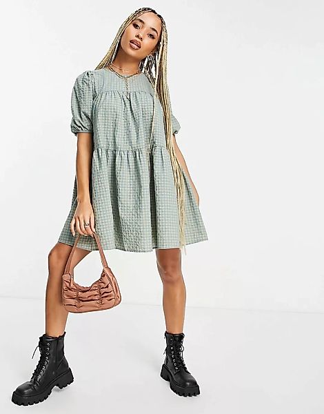 In The Style Olivia Bowen – Kariertes Hängerkleid in Salbeigrün günstig online kaufen