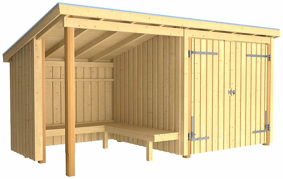 PLUS Gartenhaus "Nordic Multi" Gartenhaus 9,5 m², mit Doppeltür, Dachpappe/ günstig online kaufen
