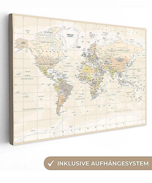 OneMillionCanvasses® Leinwandbild Welt - Karte - Retro, Fotodruck (1 St), L günstig online kaufen