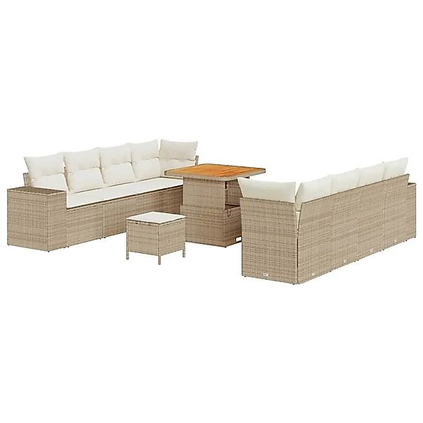 vidaXL Gartensofa-set mit Kissen 11-Tlg Beige und Creme Poly-Rattan 3363926 günstig online kaufen