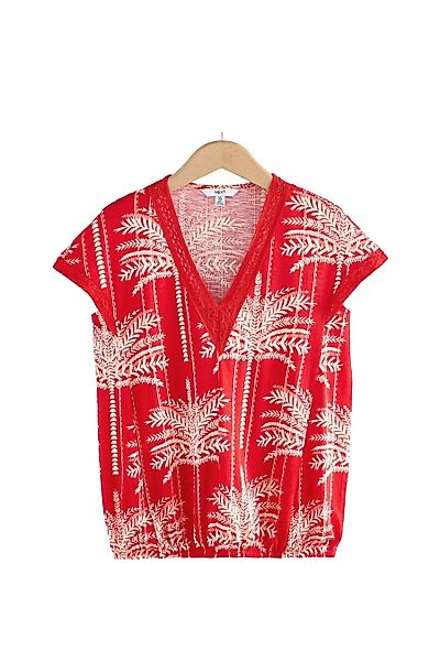 Next V-Shirt Kurzärmeliges Top, Spitzendetails und günstig online kaufen