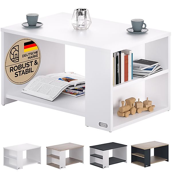 Casaria Couchtisch Santa Cruz, Holz Grau Wohnzimmertisch mit Stauraum 90x60 günstig online kaufen