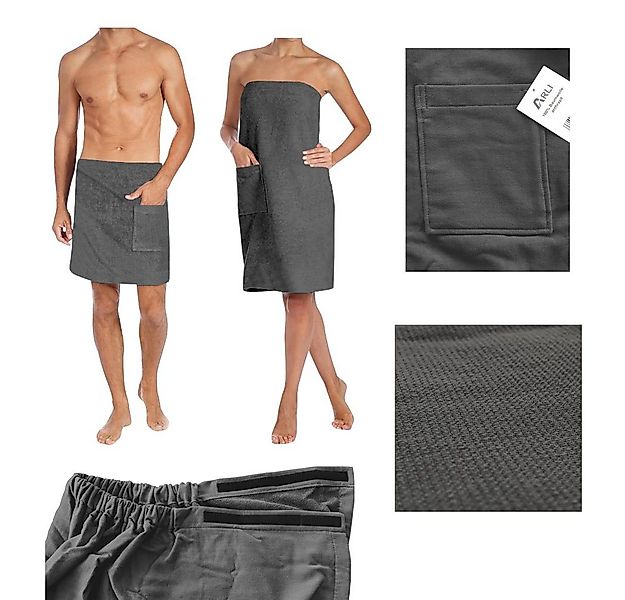 ARLI Saunatuch Saunakilt Damen + Herren Set Saunatuch Baumwolle Anthrazit, günstig online kaufen