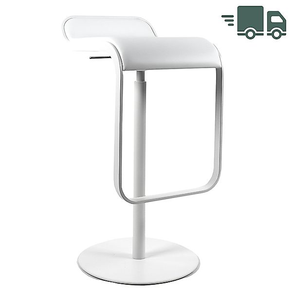 lapalma LEM S80 Barhocker | Ledersitz weiß | Gasfeder weiß | Gestell weiß günstig online kaufen
