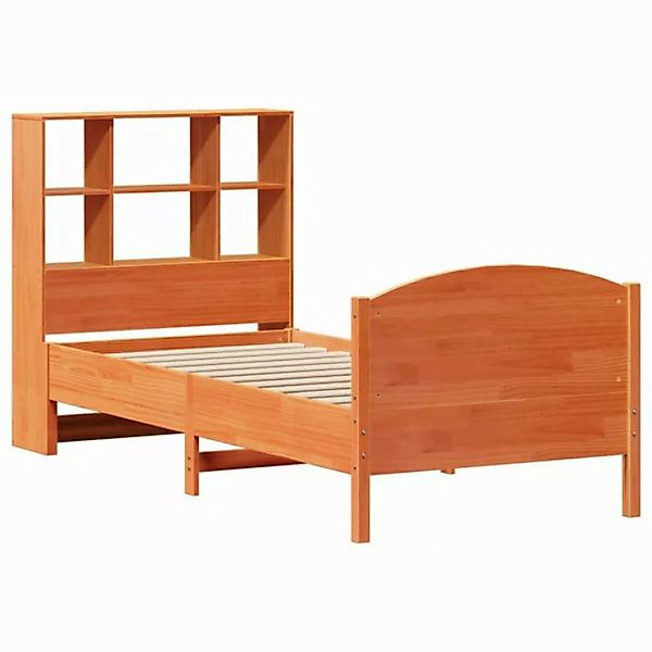 vidaXL Bett, Massivholzbett mit Regal ohne Matratze Wachsbraun 75x190 cm günstig online kaufen