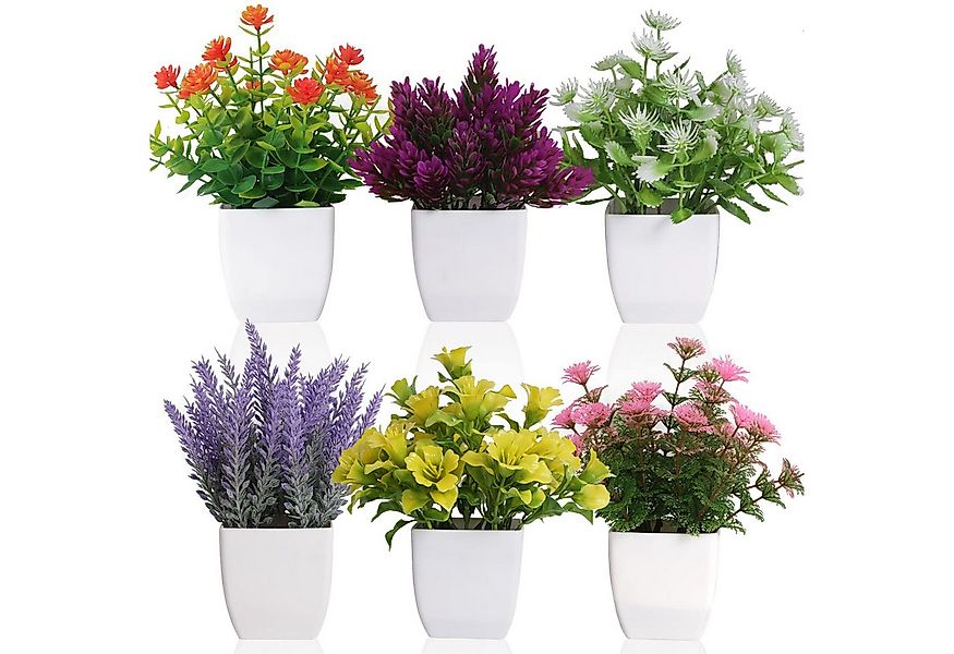 Künstliche Zimmerpflanze 6-teiliges Set künstlicher Blumentöpfe, Mini- Kuns günstig online kaufen