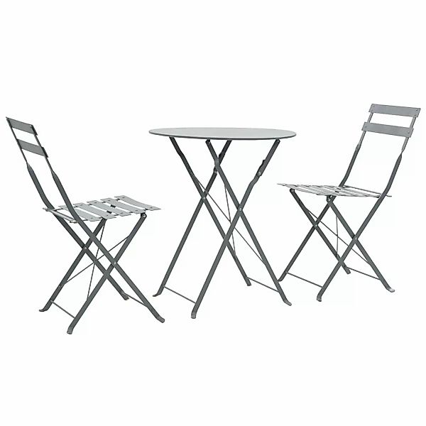 3-tlg. Bistro-set Stahl Grau günstig online kaufen