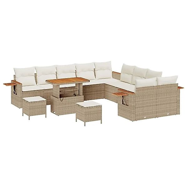 vidaXL Gartensofa-set mit Kissen 17-Tlg Beige und Creme Poly-Rattan 3365186 günstig online kaufen