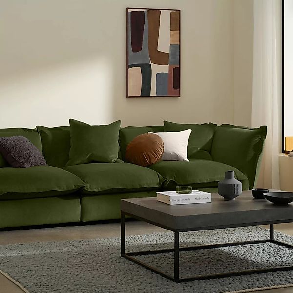 Fernsby Sofa-Modul, recycelter Samt in Moosgruen - MADE.com günstig online kaufen