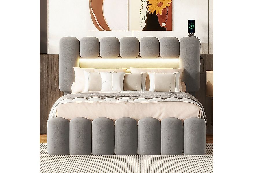 STILVORA Polsterbett 140x200 mit Schubladen,Stauraumbett Bettgestell mit LE günstig online kaufen