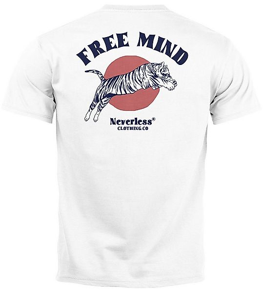 Neverless Print-Shirt Herren T-Shirt Backprint Tiger Motiv Schrift Statemen günstig online kaufen