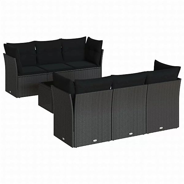 vidaXL 7-tlg Garten-Sofagarnitur mit Kissen Schwarz Poly Rattan Modell 25 günstig online kaufen