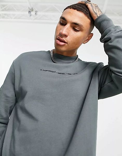 Diesel – Sweatshirt in Grau mit Copyright-Logo günstig online kaufen