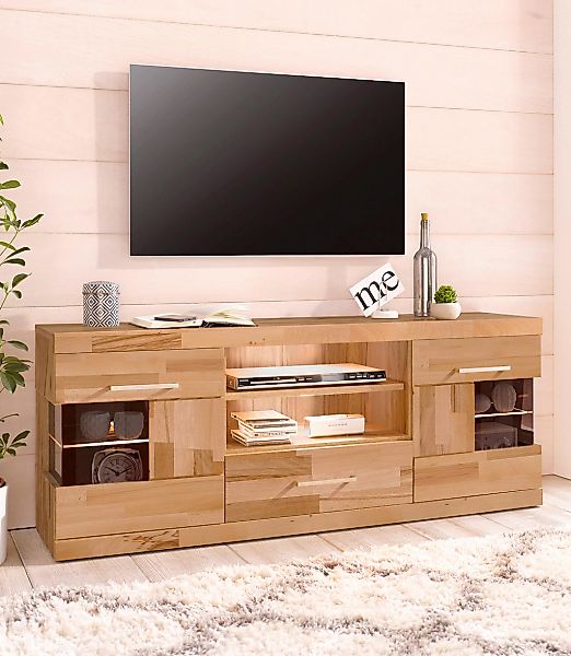 OTTO home Lowboard "Ribe,140cm breit, Fronten Massivholz,6 Fächer,Kabeldurc günstig online kaufen