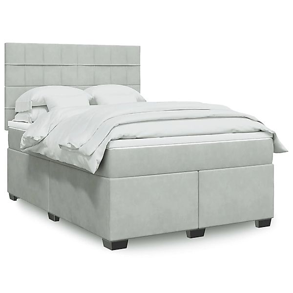 vidaXL Boxspringbett mit Matratze Hellgrau 140x200 cm Samt 3293230 günstig online kaufen