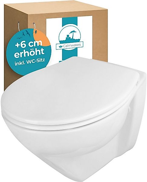 Calmwaters Tiefspül-WC Wand-WC spülrandlos mit Erhöhung, Wandmontage, wandh günstig online kaufen