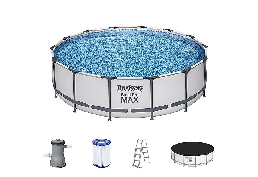 Bestway Framepool Steel Pro MAX™ (Set, Inkl. Filterpumpe, Abdeckplane & Sic günstig online kaufen
