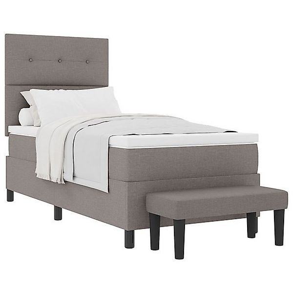 vidaXL Bett Boxspringbett mit Matratze & Bank Taupe 90x190 cm Stoff (2-tlg) günstig online kaufen