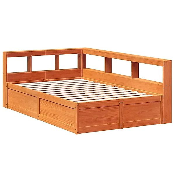 vidaXL Massivholzbett mit Regal ohne Matratze Wachsbraun 135x190 cm 3324477 günstig online kaufen