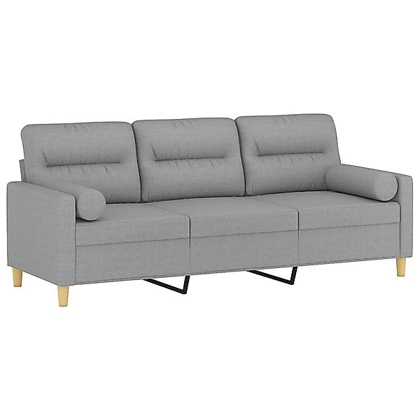 vidaXL Sofa 3-Sitzer-Sofa mit Zierkissen Hellgrau günstig online kaufen