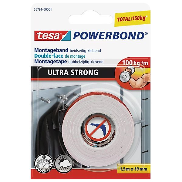 Tesa Powerbond Montageband Ultra Strong 1,5 m x 19 mm günstig online kaufen