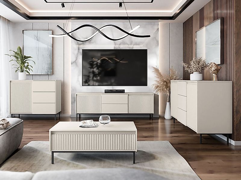 MIRJAN24 Wohnzimmer-Set Ozmi I, (2x Kommode, TV-Lowboard, Couchtisch), Grif günstig online kaufen