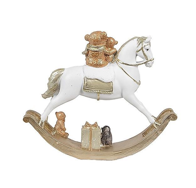 Clayre & Eef Weihnachtsmann Clayre & Eef Dekofigur, Schaukelpferd, weiß-gol günstig online kaufen