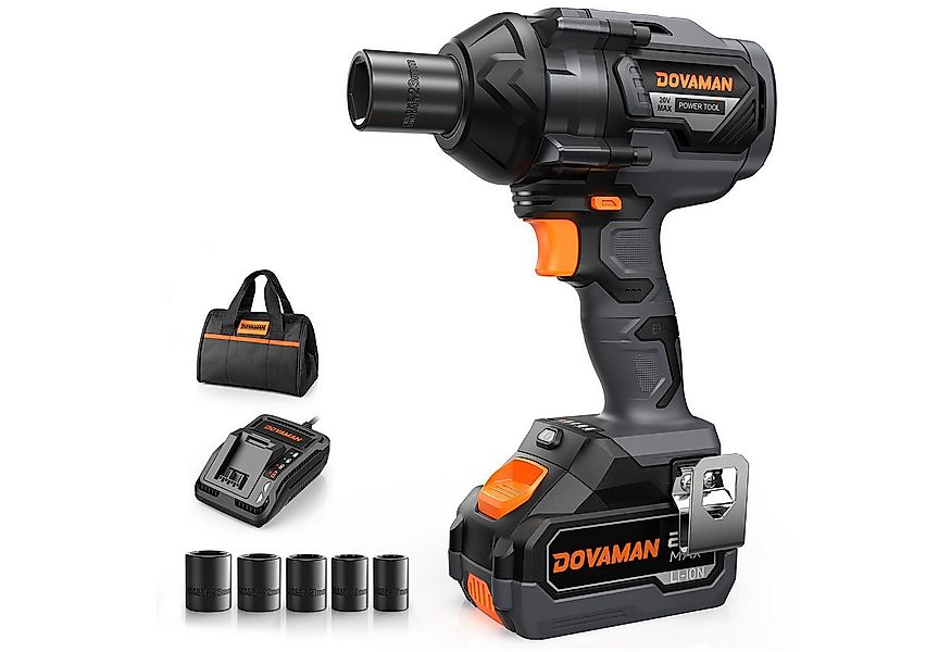 DOVAMAN Akku-Schlagschrauber 1200 Nm, 1/2'', 4,0Ah, 5 Stecknüssen & Schnell günstig online kaufen