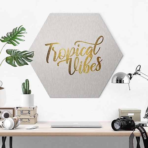 Hexagon-Alu-Dibond Bild Gold - Tropical Vibes günstig online kaufen