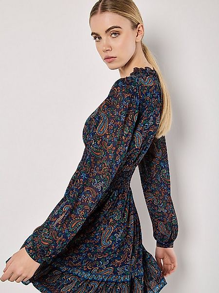 Apricot Minikleid Mini-Rüschenkleid mit gesmokter Taille günstig online kaufen