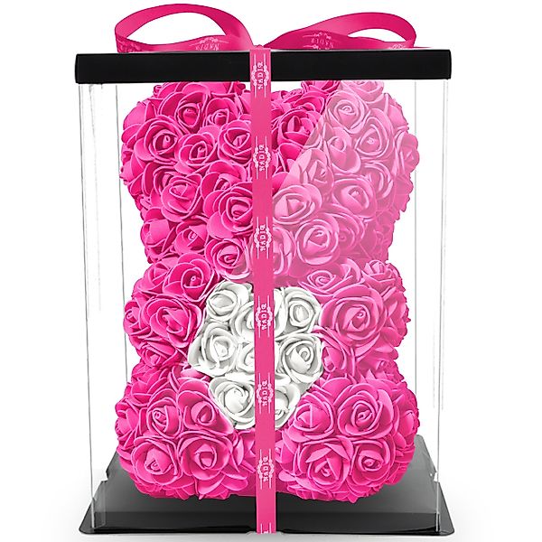Kunstblume Rosenbär mit Herz Geschenk für günstig online kaufen