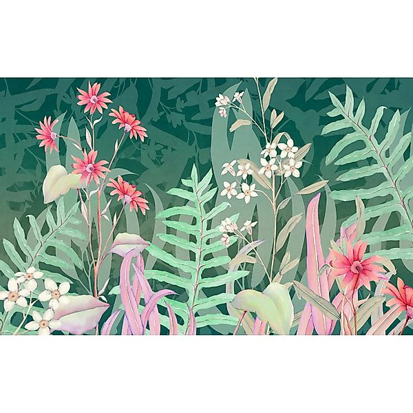 Komar Vliestapete The Flower Duet 400 cm x 250 cm Grün günstig online kaufen