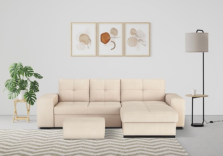 COTTA Ecksofa "Mattina L-Form" mit Hocker, wahlweise mit Bettfunktion & Bet günstig online kaufen