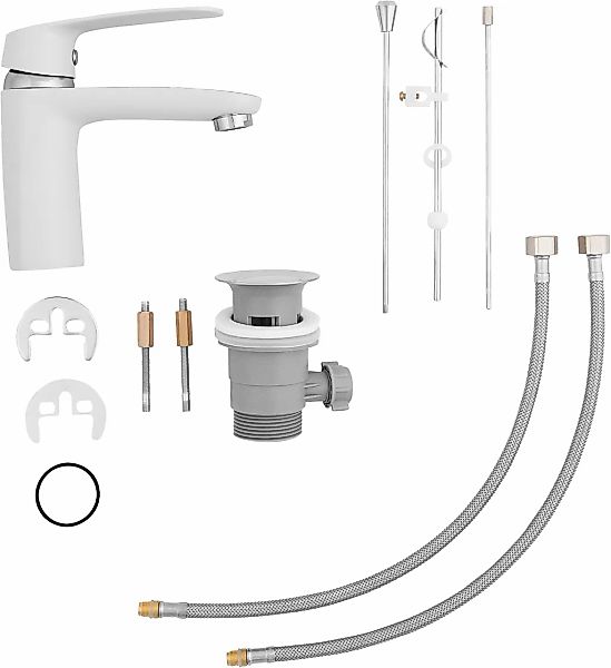 CORNAT Waschtischarmatur "Lucena" HD, Messing, verchromt/weiß günstig online kaufen