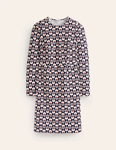 Penelope Jersey-Kleid Damen Boden, Marineblau, Blütenkopf günstig online kaufen