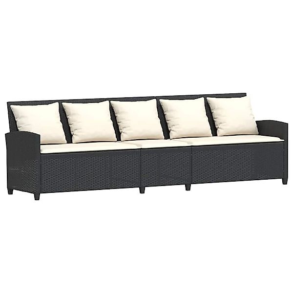 vidaXL Gartensofa 5-Sitzer mit Kissen Schwarz Poly Rattan 4104111 günstig online kaufen